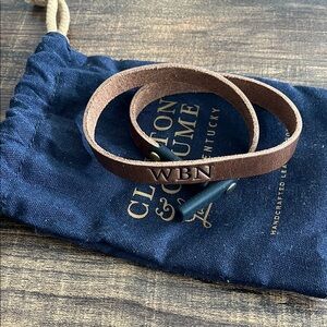 Brown Leather WBN Initial Wrap Bracelet